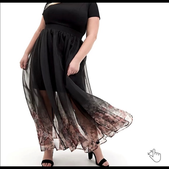 Torrid 2X black floral scuba organza convertible skater dress - Picture 4 of 4